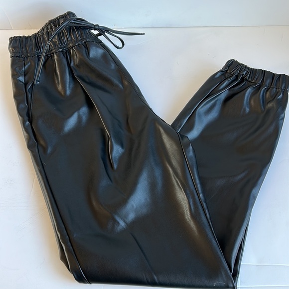Love Tree vegan leather black drawstring jogger with 4 pockets. - Picture 9 of 16